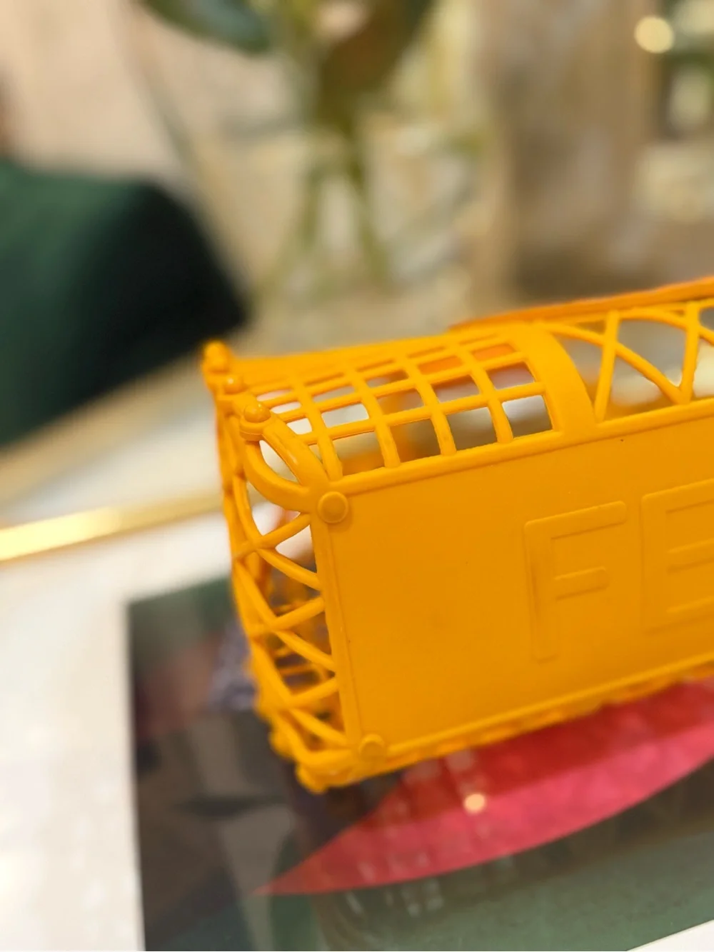 Fendi Yellow-Orange Lattice Logo Tote - Picture 6 of 14